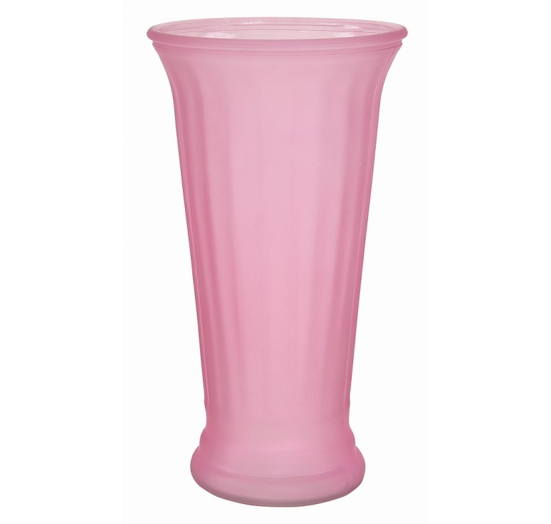 Ribbed Flare Glass Vase - Frosted Pink